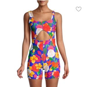 WEWOREWHAT Floral Cutout Short Bodysuit